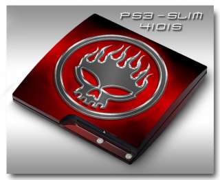 PS3 Slim Armored Skin Set   41015 Chrome Skull Emblem  