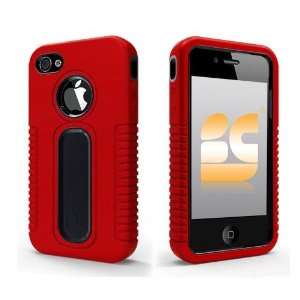 VMG Apple iPhone 4S Red/Black 2 In 1 Hard & Soft Skin Case   Red/Black 