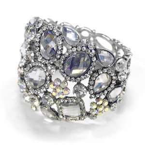  Clear Crystal Clustered Shapes Bangle 