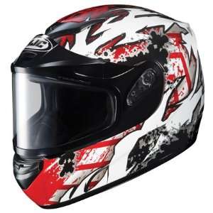  HJC CS R2 Skarr Red Snowmobile Helmet Dual Shield Lg 
