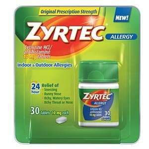  Zyrtec Allergy Relief (10 mg), 30 Tablets Health 