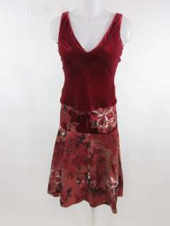 RENATO NUCCI Burgundy Velvet Floral Top Skirt Outfit 36  