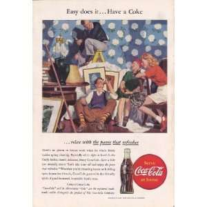 1946 Coca Cola Ad Family Spring Cleaning Pause That Refreshes Original 