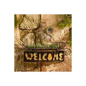 NOVICA Iron welcome sign, Rooster Sings Welcome