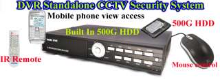 36IR 600TVL CCD High Resolution security camera CCTV 500G H.264 DVR 