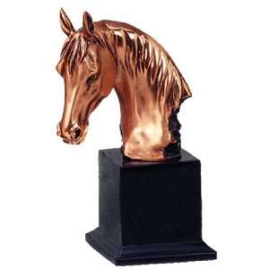 Small Horse Bust Statue   Copper Finish 