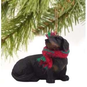  Christmas Tree Ornament   Black Dachshund with Scarf 
