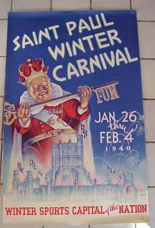 SUPERB OLD 1940 St. Paul Winter Carnival Poster WOW  