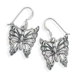  Sterling Silver Oxidized Butterfly Earrings Jewelry