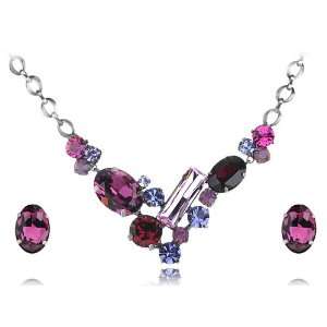   Crystal Element Valentine Jewel Earring Necklace Set Jewelry