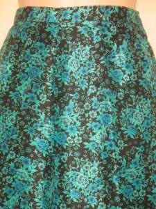   Dressy Petites 12p satiny floral pants in black, teal and blue  