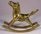 Vintage 4 x 5.5 Solid Brass Rocking Horse With Saddle Figure Statue