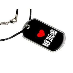  New Zealand Love   Military Dog Tag Black Satin Cord 