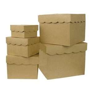  Craft Pedlars Paper Mache Set Box Square Scallop Top Set 