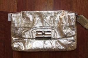 COACH Kristin Op Art Gold Clutch Handbag Purse  14217 NWT  