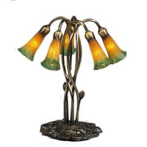  16H Amber/Green Pond Lily 3 Light Accent Lamp
