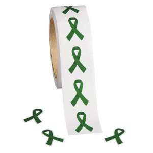  500 Green Awareness Ribbon Stickers (1 Roll) Health 
