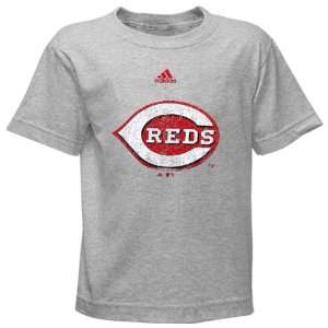  adidas Cincinnati Reds Preschool Ash Distressed Logo T 