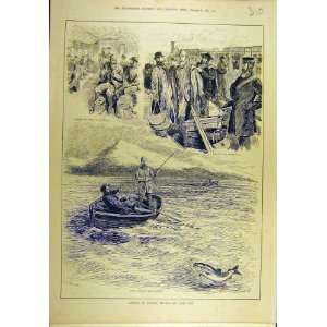  1883 Salmon Fishing Loch Tay Fishermen Boat Sport Print 