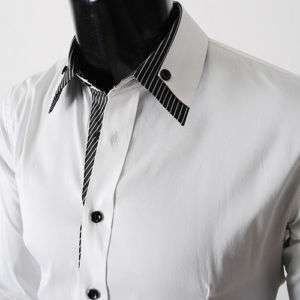 ST29) Mens long double collar cuff slim dress shirts  