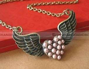   Vintage Cute Heart Wing Collarbone Necklace Chain New FANECK048  