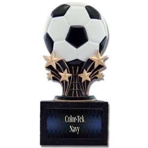  Shooting Star 6 Custom Soccer ball Resin Trophies NAVY COLOR 