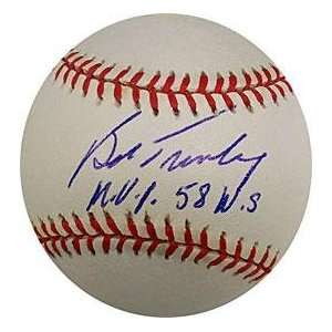 Bob Turley Signed Baseball   with  M V P 58 WS Inscription 