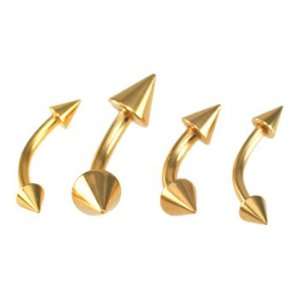   Cones Curved Gold Plated Barbell   14g (1.6mm), 8mm Length, 4mm Cone