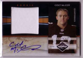 THIS AUCTION IS FOR A 2010 LIMITED JUMBO PRIME COLT McCOY PATCH/AUTO 1 
