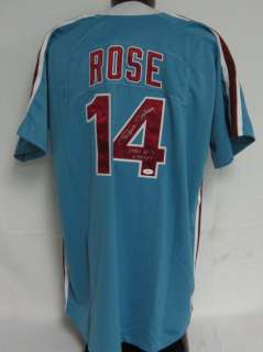 Pete Rose 1980 W.S. Champs Autographed/Signed Phillies Jersey JSA 