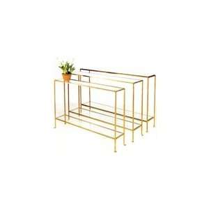  Woodard Skinny Console with Clear Glass in Gold Leaf (one 
