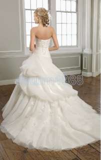   Strapless Wedding Dresses Fashion Chapel Train Bridal Gown*Custom