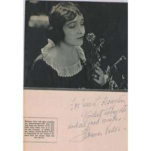  FLORENCE VIDOR(SILENT MOVIES)Autograph 6x81/2 Magazine 