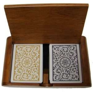  New High Quality Wooden Box 2 Decks Of Copag 1546 Black 