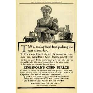  1909 Ad Kingsford Corn Starch Grandmother Baking Fruit Pudding 