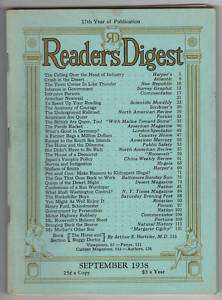 VINTAGE READERS DIGEST SEPTEMBER 1938  
