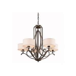   Light 29 Old Bronze Finish and White Fabric Shades Chandelier 42476 OZ