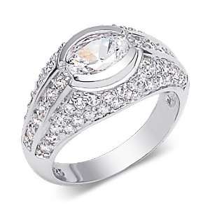  Majestic Oval Shape White Cubic Zirconia Size 8 Ring in 