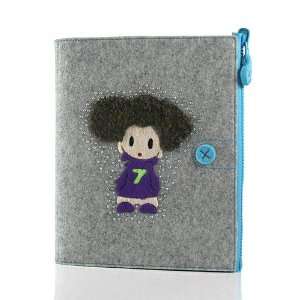  Grey / Cute girl Pattern PU Leather Bag / Case / Cover for 