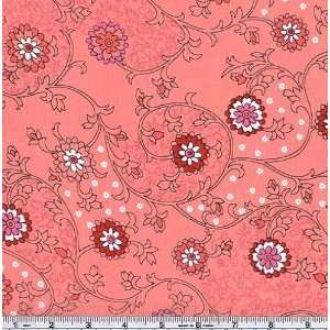 58 Wide Cotton Batiste Moraccan Flowers Pink/Red Fabric 