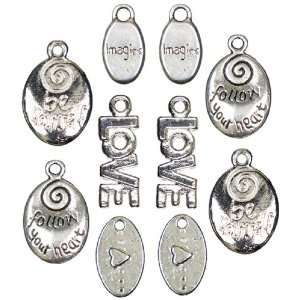  Cousin Symbolize Metal Charms, 10/Pkg, Love and Heart Mix 