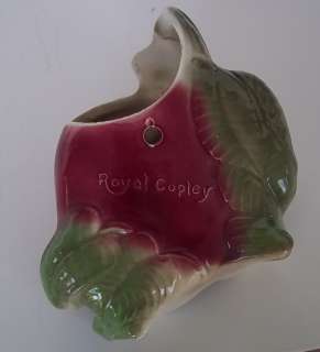 Royal Copley Apple Wall hanging vase. 6 inches high.  