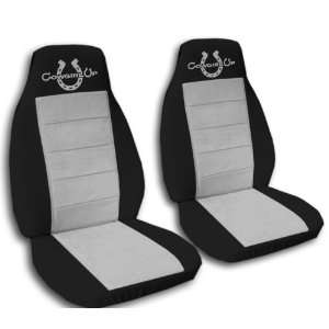  2 black and silver  Cowgirl up seat covers. Made for a 