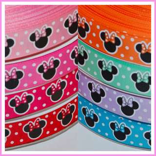 10Y 7/8 Valentine Red Dot Minnie Mouse Grosgrain Ribbon  