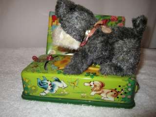 1960s Playful Puppy with Caterpillar Tin Battery Operated Vintage Toy 