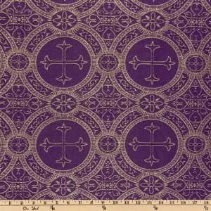  58/60 Wide Metallic Clergy Brocade Purple/Gold Fabric By 