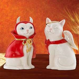  Lenox Cat Angel and Devil Salt and Pepper Set