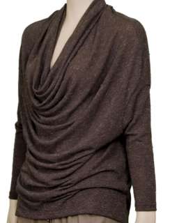 New Lani Draped Front Cowl Neck Womens Sweater Brown Size S ~  