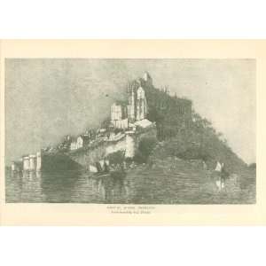  1898 Print Mont St Michel Normandy 
