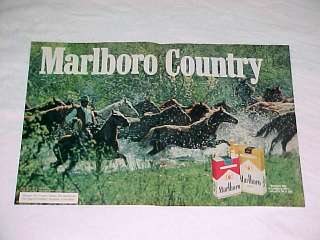 Vtg MARLBORO COUNTRY Cigarette Ad Horses Cowboy  